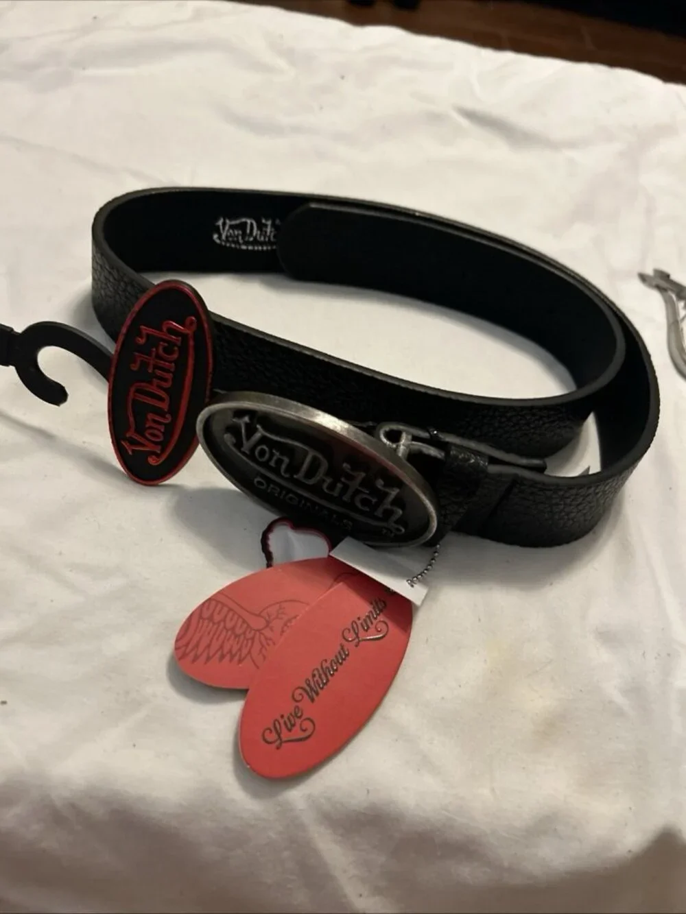 Von Dutch Originals Men's Black Belt Size 32 Adjustable Buckle Blk Silve